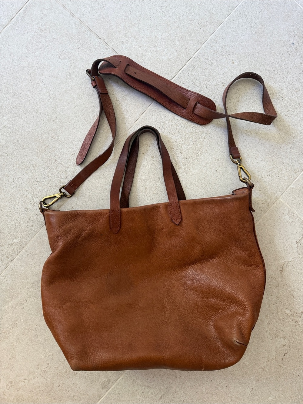 Madewell Leather Tote in Cognac Brown